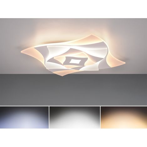 LED Deckenleuchte AKITA flach Weiß Fernbedienung dimmbar Quadrat, 48cm (1/5)