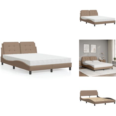 Bett mit Matratze Cappuccino-Braun 140x200 cm Kunstleder - Schlafzimmermöbel - Doppelbett - Boxspringbett - Bettrahmen - Kunstlederbett (1/5)