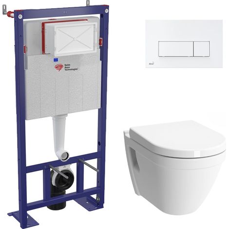 Swiss Aqua Technologies Pack WC bâti-autoportant + Cuvette Vitra S50 + Abattant softclose + Plaque blanche (SMART-S50-4) (1/5)
