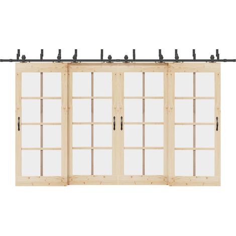 Schiebetürbeschlag-Set 400 cm Stahl Schwarz
