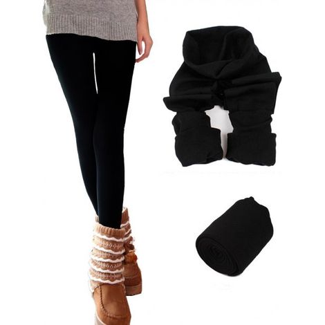 Ensemble de 5 leggings thermiques GAIA pour femmes avec intérieur polaire Taille: S-M (1/5)