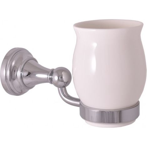 Porte-verre rétro MORAVA en laiton chromé et céramique 16,1x6,7 x10,8cm (1/3)