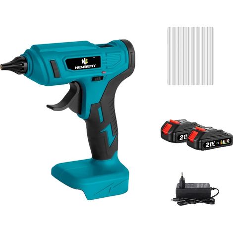 Pistolet à colle chaude, sans fil, comprend 10 bâtons de colle, Ensemble de 2 piles (1/2)