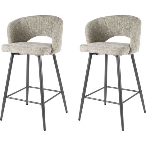 Lot de 2 chaises de bar 51x50x94 cm en tissu texturé sable