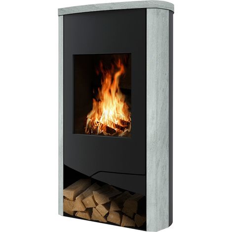 Kaminofen Typ11155-Nevada schw Streif. Abdeckpl. Naturst. 5kW
