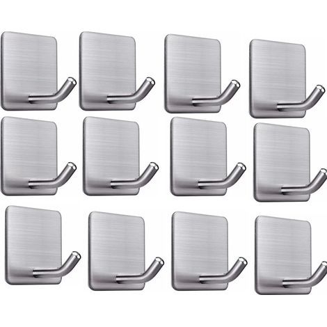 12 selbstklebende Haken, Handtuchhaken, maximale Tragfähigkeit 8 kg, können als Bademantelhaken oder Wandhaken verwendet werden.