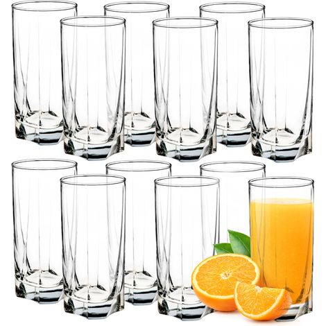 KADAX Trinkgläser aus Glas, Wassergläser, Saftgläser, 380ml, hoch, 12 Stück