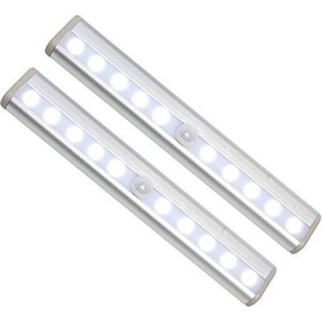 Lampe LED blanche à détecteur de mouvement, rechargeable par USB, lot de 3, 10 LED, allumage automatique pour placard/couloir (1/5)