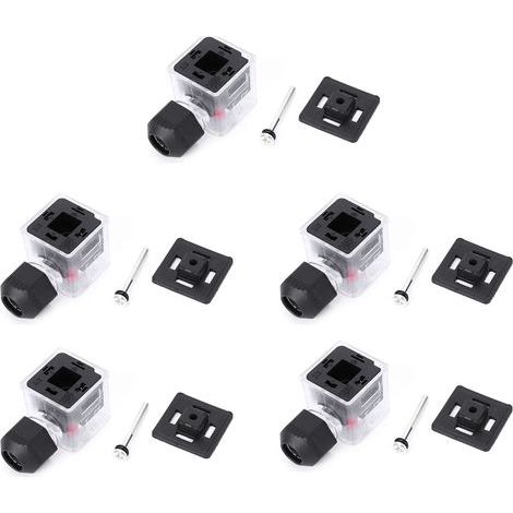 Prise 5 pièces étanche à la poussière transparente avec lumière sans câble DC pour électrovanne (12 V) (1/5)