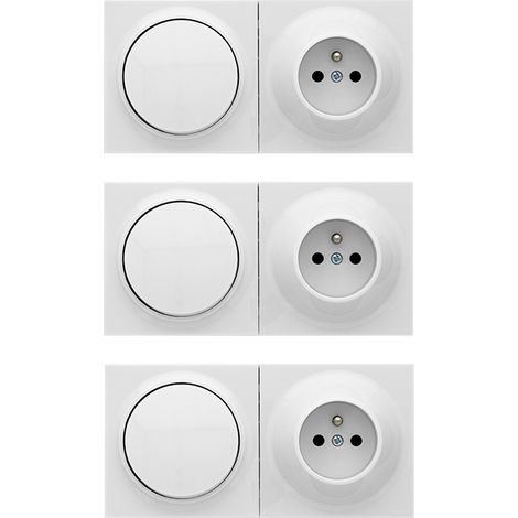 FONTINI Lot de 3 prises 2P+T + va et vient NEO EVO (1/3)