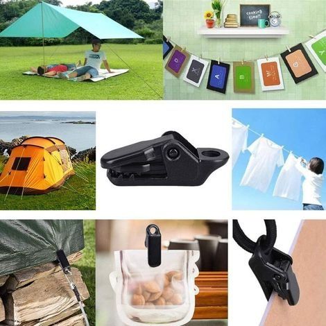 Kunststoff-Planenclips – 50 Zeltclips für Campingzelte, Schwarz (1/4)