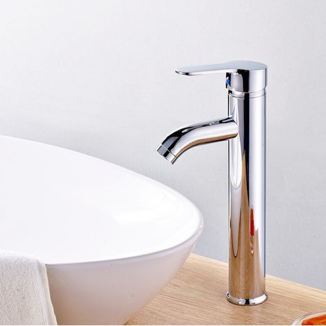 Robinet de lavabo monocommande - Argenté, long (1/5)