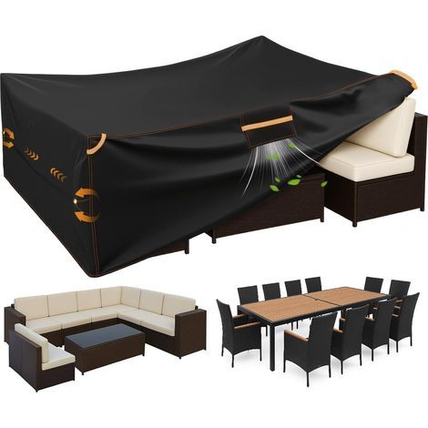 Housse imperméable pour meubles de patio - 250 x 250 x 90 cm - Housse de mobilier d'extérieur, Housse de canapé de jardin 420D avec aération, sangles, poignées, boucles, cordon de serrage (1/5)