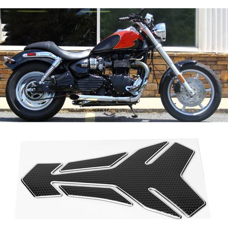 Protection autocollante décorative pour réservoir d'essence/carburant de moto Yamaha (noir/argent) (1/5)
