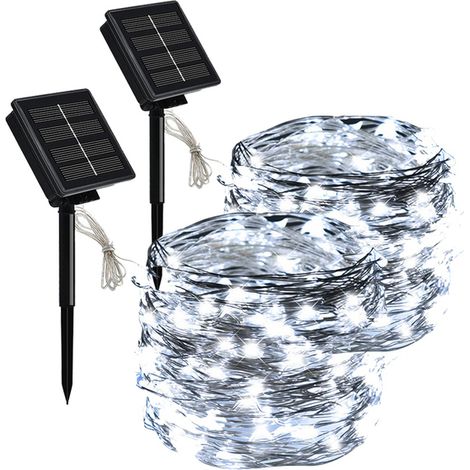 Modes Solaire Guirlande Lumineuse Étanche Extérieure Lampe De Noël pour Jardin Décoration lumière blanche 200 LED 2Pcs 20 m (1/5)