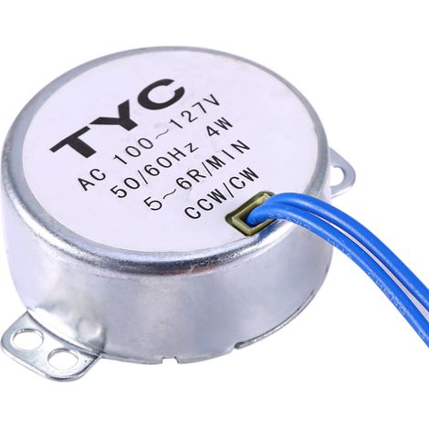 Moteur synchrone à forte torsion, 50/60 Hz CA, 100-127 V, 5-6 tr/min, rotation antihoraire/horaire, 4 W (1/5)