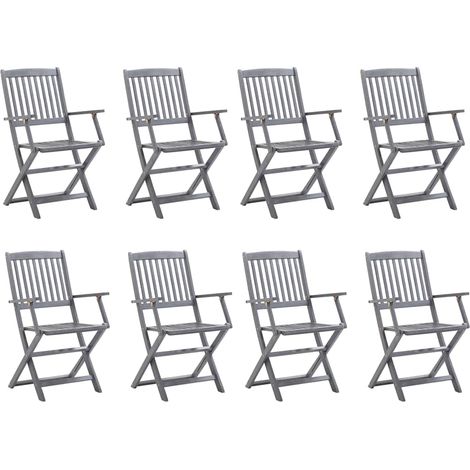 Maison Exclusive - Sedie da Giardino Pieghevoli 8 pz con Cuscini Massello Acacia