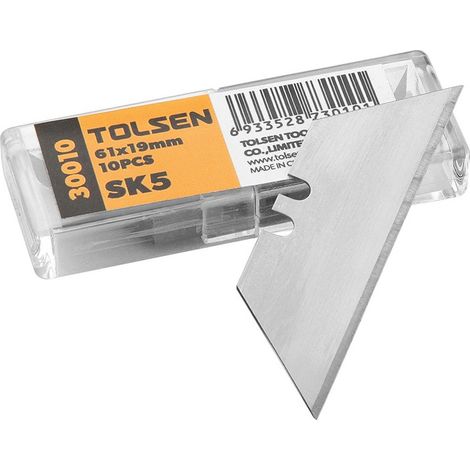 Hojas trapezoidales de repuesto TOLSEN en SK5, 61x19 mm, estuche de 10 piezas