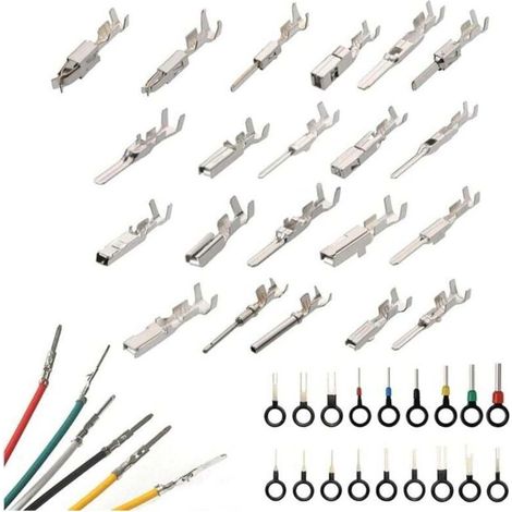 Kit Connecteurs Électriques Auto 340 Pièces, Broches Mâles pour Faisceaux Câbles Voiture, Tailles 1 à 3,5 mm