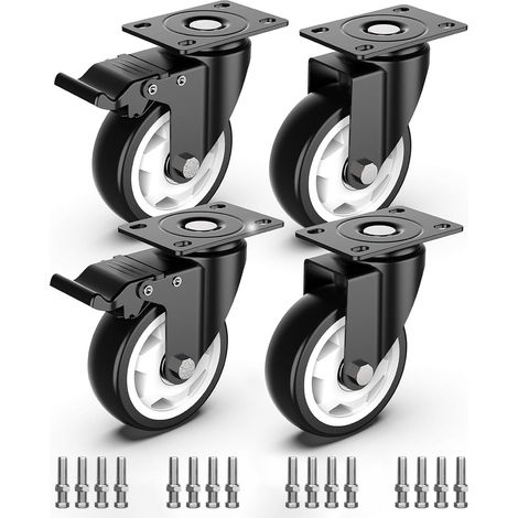 Roulettes Pivotantes de 100 mm丨Capacité totale de 600 kg丨set de 4 (1/5)