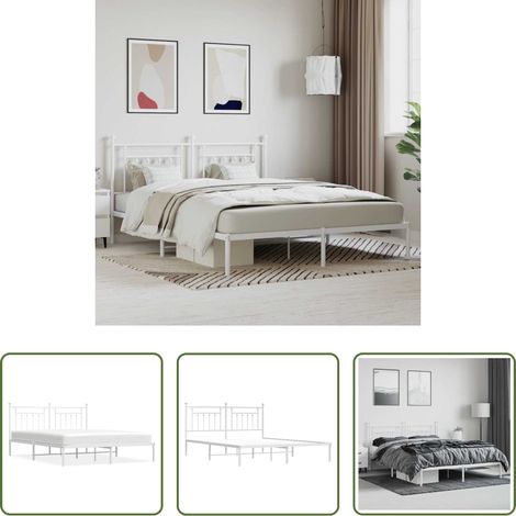 Cadre de lit - Cadre de lit métal sans matelas et tête de lit blanc 180x200 cm (1/5)