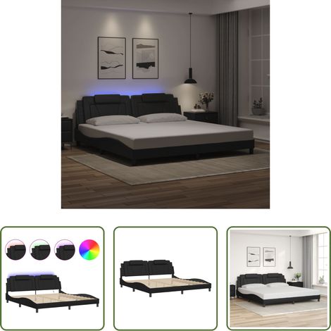 LED-Leuchten -  Bettgestell "Viana" mit LED ohne Matratze Schwarz 200x200 cm (1/5)