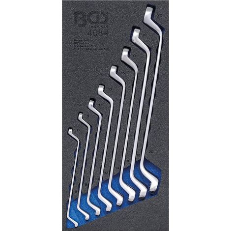 Insert de Servante d Atelier 1/3 - Jeu de 8 Clés Polygonales Contre Coudées 6 x 7 à 20 x 22 mm - Acier Résistant - D-Work