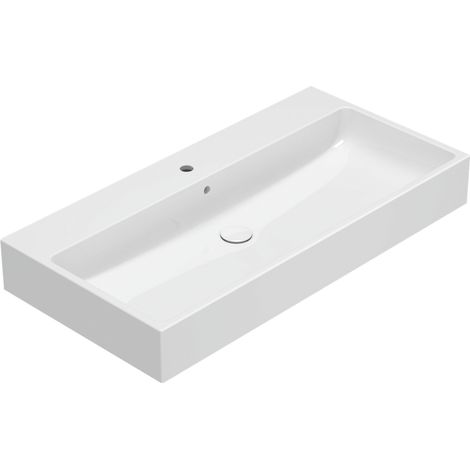 Lavabo en céramique 100x50 cm Globo Stone SCQ100BI  Blanc - Céramique