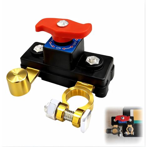 Coupe circuit de Batterie 12V-24V, Interrupteur de Batterie en Cuivre Pur Réglable, Haute Conductivité pour Voiture, Camion et Bateau (1/5)