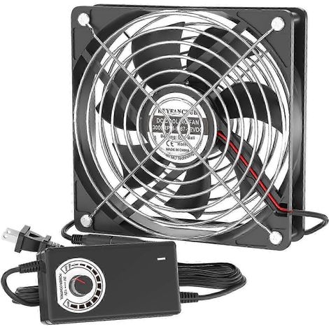 Ventilateur d'ordinateur compact 25-26 pouces IP67 à vitesse variable 12 V avec prise secteur, ventilateur d'extraction alimenté par le secteur 110 V, 120 V ou 220 V. (1/4)
