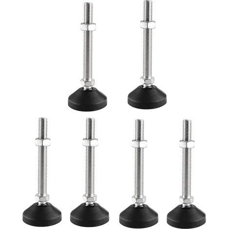 Lot de 6 pieds réglable M10 x 80 mm - Vis de réglage - Pied de meuble - Peut porter - Pieds réglables - Vis réglables - Pied réglables - Inclinaison maximale de 20 ° (6PCS M10 x 80mm x Ø40mm) (1/5)