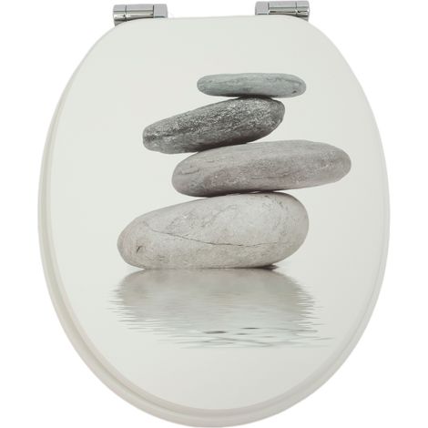 Abattant de toilette avec fermeture amortie, abattant en bois, robuste et durable, facile à nettoyer. (1/4)