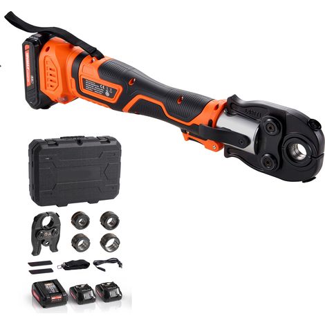 Mophorn Pinza Crimpatrice Elettrica con Capicorda, Strumento per Crimpatura di Tubi da 18 V Compatibile con Tubi PEX e Alluminio-Plastica, Dotata di 2 Batterie da 2 AH, Caricatore Veloce e Valigetta (1/5)