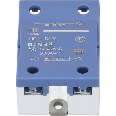 Halbleiterrelais, einphasig, 20 A, DC 3–32 V auf AC 24–480 V, kontaktloses Halbleiterrelais für Automatisierungsanwendungen