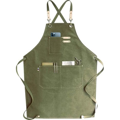 Grembiule in tela per uomo e donna - Grembiule da cucina in denim con tasche - Grembiule da barbecue per uomo e donna - Grembiuli lunghi per cucinare, cuocere al forno e lavorare - Regalo per chef, no