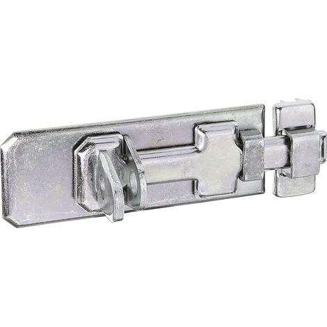 Verrou de sécurité porte-cadenas avec poignée plate et gâche attachée passivé platine 80 x 35 mm (1/2)