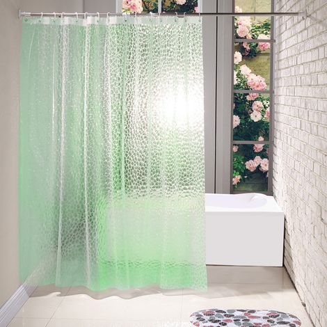 1 Doublure de rideau de douche, EVA épais 0,2mm, design cube d'eau 3D, imperméable, pour cabine et baignoire (1/5)