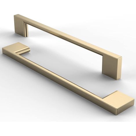 10 Pièces Poignées de Meuble en Acier Inoxydable Brossé pour Tiroir, Placard, Cuisine - Espacement des Trous 160 mm - Laiton Brossé (1/5)