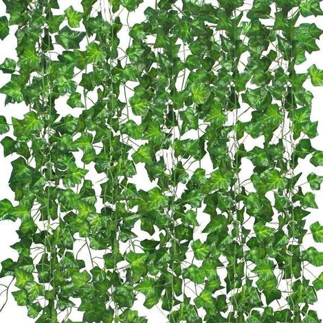 Lot de 12 guirlandes de lierre artificiel avec clip. fausses feuilles vertes. décoration esthétique pour la maison. le jardin. les murs. les mariages (1/5)