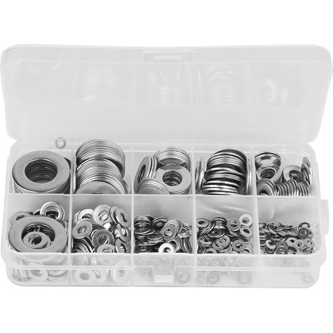 Jeu de 580 rondelles plates en acier inoxydable pour vis et écrous M2/M2.5/M3/M4/M5/M6/M8/M10/M12