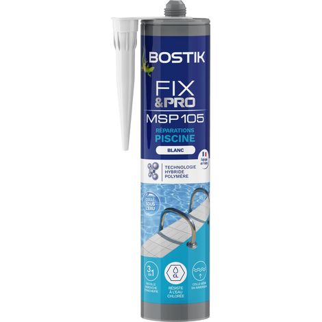 Mastic hybride polymère polyvalent colle et joint Réparations Piscine Blanc - 290 ml (1/5)