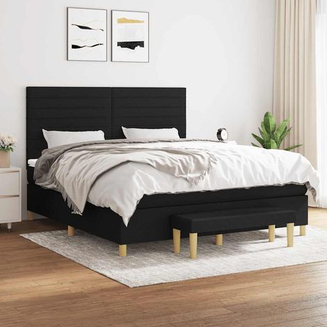 Sommier à lattes de lit avec matelas Noir 160x200 cm Tissu (1/5)