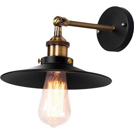 Applique Murale Industrielle Vintage Rétro Abat-jour en Fer E27 Plafonnier Lampe Murale Luminaires Intérieur pour Cuisine Salle à manger Chambre Restaurant Bar [Classe énergétique A++] (1/5)