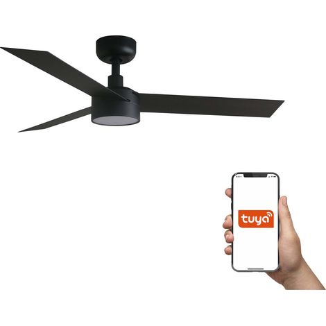 Faro Cruiser Petit ventilateur de plafond 3 pales noir mat avec éclairage 2700 - 4000 - 6500 K, système intelligent Tuya (1/4)