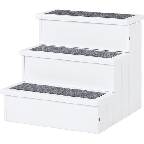 Échelle pour animaux, cadre en bois, hauteur de 25,5 pouces, largeur de 15,5 pouces, hauteur de marche de 8,5 pouces, capacité de poids de 100 lbs (1/5)