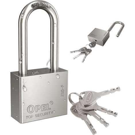 Cadenas étanche en acier inoxydable 304 avec 4 clés, long cou pour extérieur, abri de jardin, salle de sport, casier, porte, entrepôt (40 mm) (1/5)