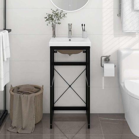 vidaXL Estructura de baño con lavabo incorporado hierro negro (1/5)