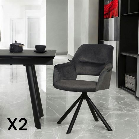Fauteuil pivotant bi-matière, couleur grise (lot de 2) IENA (1/5)