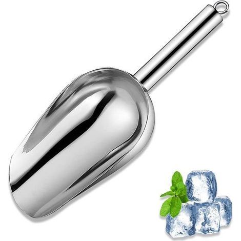 BelleRise – Eisschaufel aus Metall (170 ml) – Für Eiswürfelbereiter, kleine Lebensmittelschaufel – Edelstahl, Silber (1/5)
