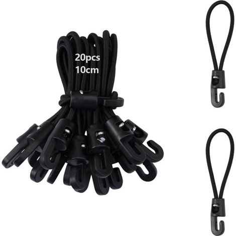 20 Stück robuste Gummibänder mit Spiralhaken, Planenspanner mit Doppelhaken, Universalspanner mit Befestigungselementen, elastische Bänder mit Haken für Planen und Campingzelte (1/4)